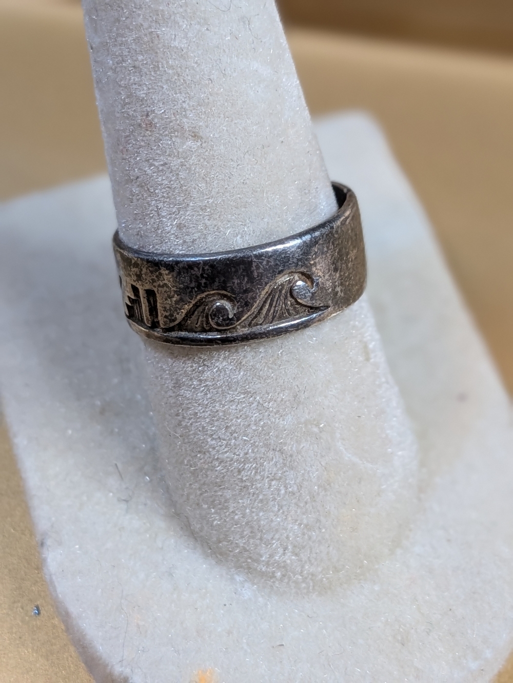Sterling Silver Wave Band Ring - Blackened Silver